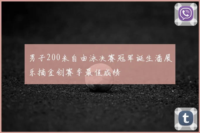 男子200米自由泳决赛冠军诞生潘展乐摘金创赛季最佳成绩